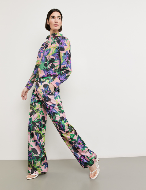 Cargohose mit floralem Dessin