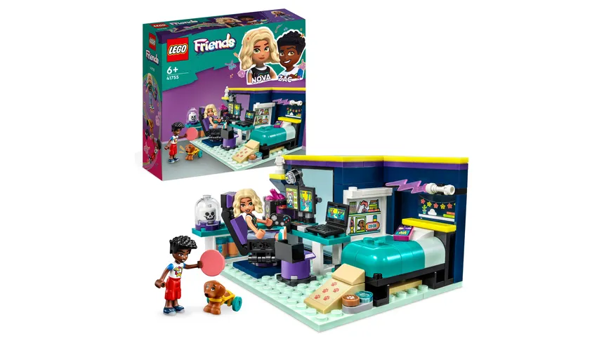 LEGO Friends 41755 Novas Zimmer Mini-Puppen Schlafzimmer Spielzeug