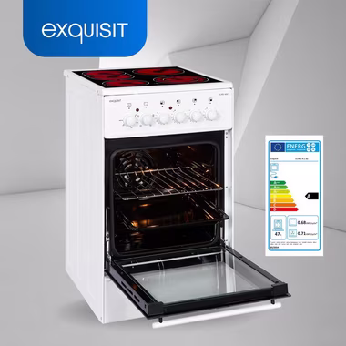 exquisit Elektro-Standherd ECM 5-4 BZ, Grill, Umluft, 2-Kreisbräter & Bräterzone ideal für flexibles Kochen
