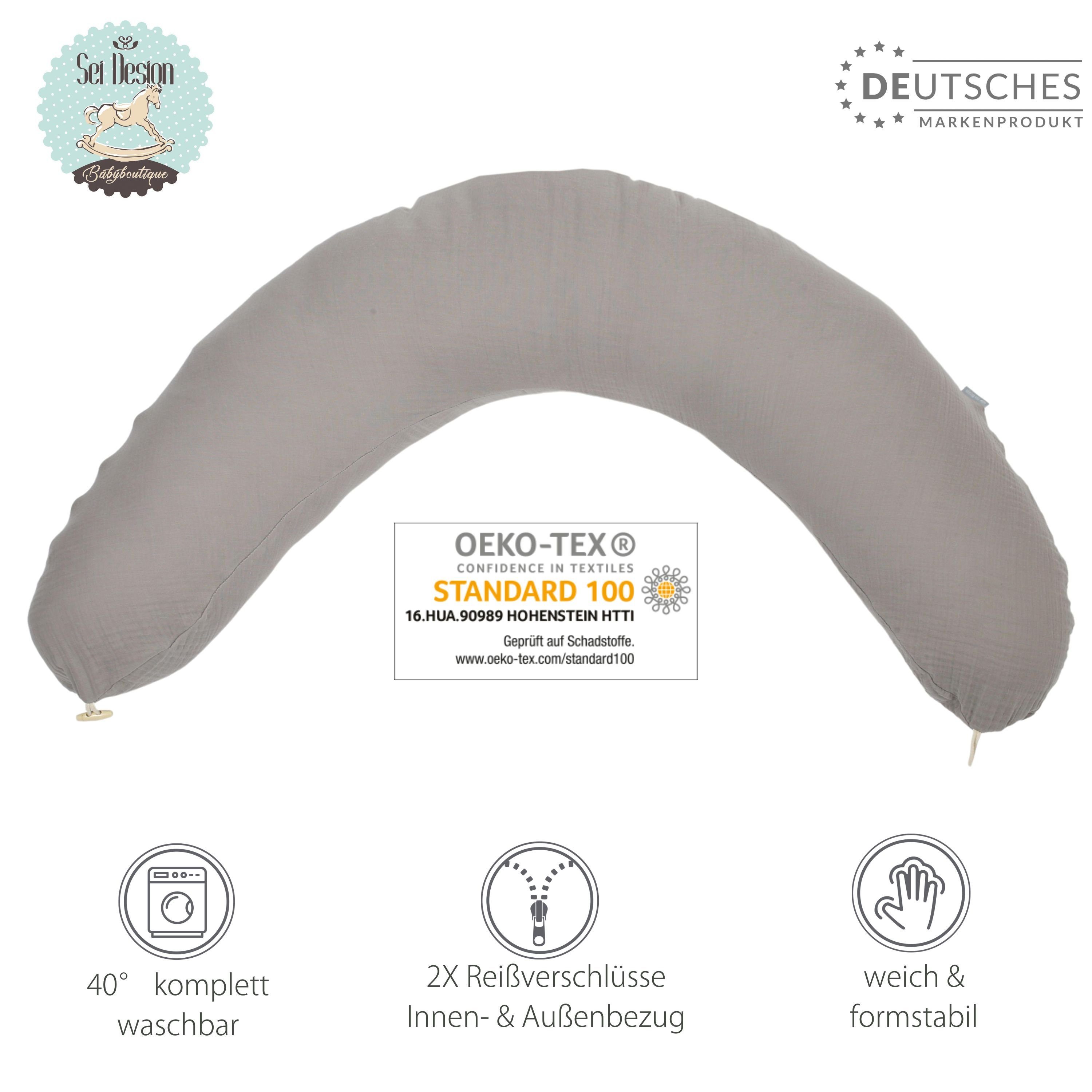 SEI Design Stillkissen Seitenschläferkissen Babynestchen Kuschelnest XXL, Schwangerschaftskissen mit Bezug, Bezug 100% Baumwolle