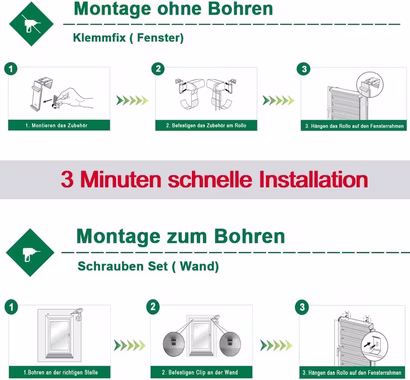Doppelrollo Fensterrollo lichtdurchlässig, Weiß Rollo verdunkelnd, Klämmträger, OUBO, Ohne Bohren & Mit Bohren, freihängend, Klemmfix, Weiß