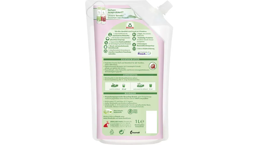 Frosch Granatapfel Sensitiv Weichspüler 1 l