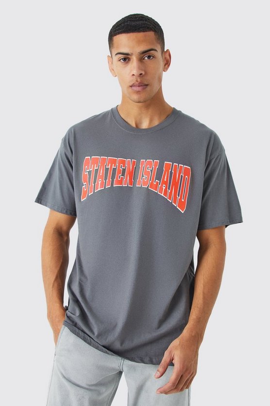 Oversize T-Shirt mit Staten Island Print