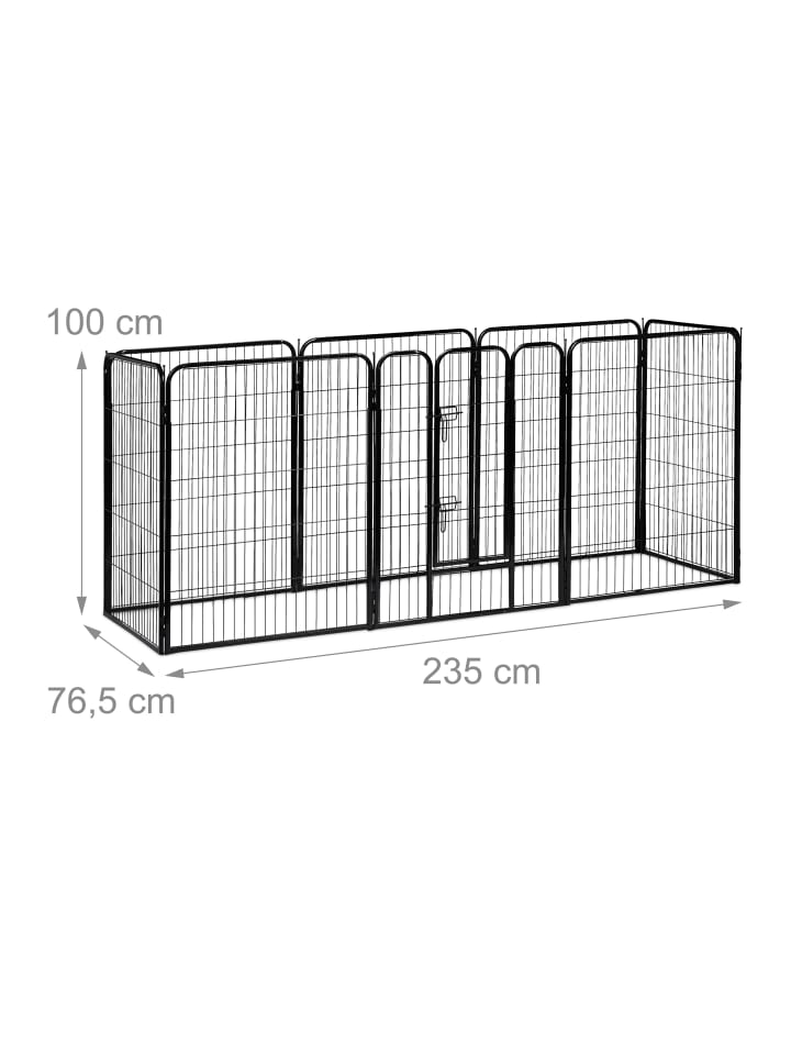 relaxdays Welpenauslauf in Schwarz - (B)76,5 x (H)100 x (T)235 cm günstig kaufen onesize