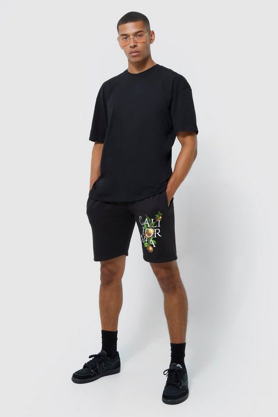 Oversize T-Shirt & Shorts mit California Print