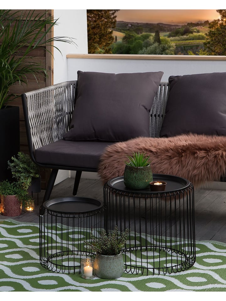 Beliani Outdoorteppich PUNE in Grün/Weiß - (W) 120 x (H) 0.5 x (L) 180 cm günstig kaufen onesize