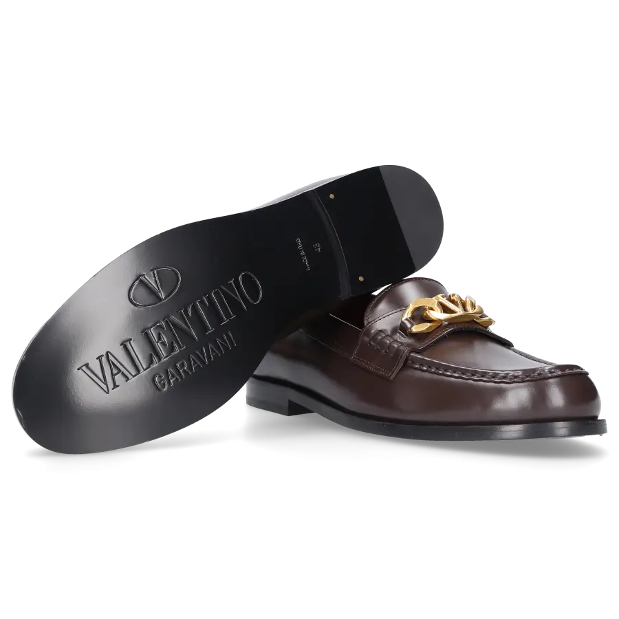 Valentino Garavani - Loafer VLOGO CHAIN Kalbsleder - braun