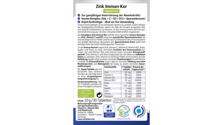 Schaebens Zink+C+D3 Immun-Kur