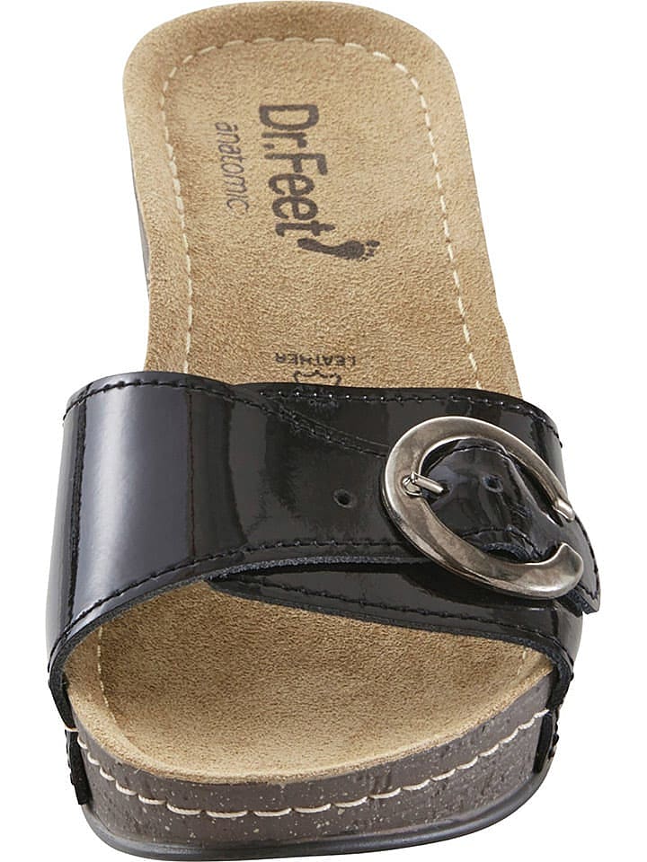 Dr. Feet Leder-Keilpantoletten in Schwarz günstig kaufen 42