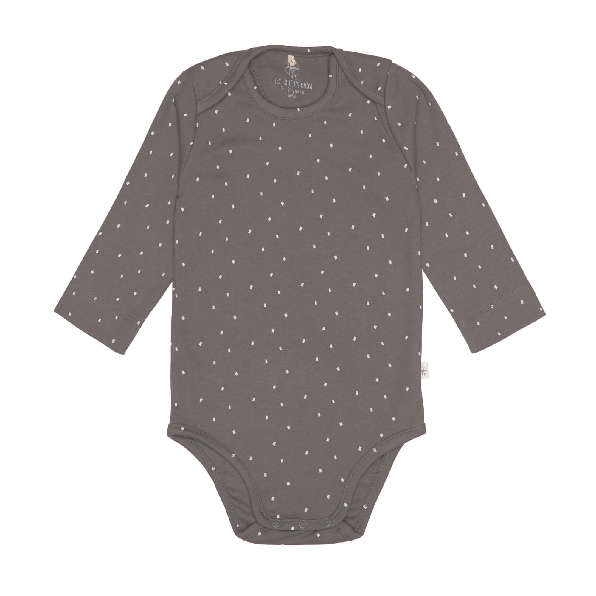 Baby Body langarm - Bio Baumwolle, Punkte, Anthrazit