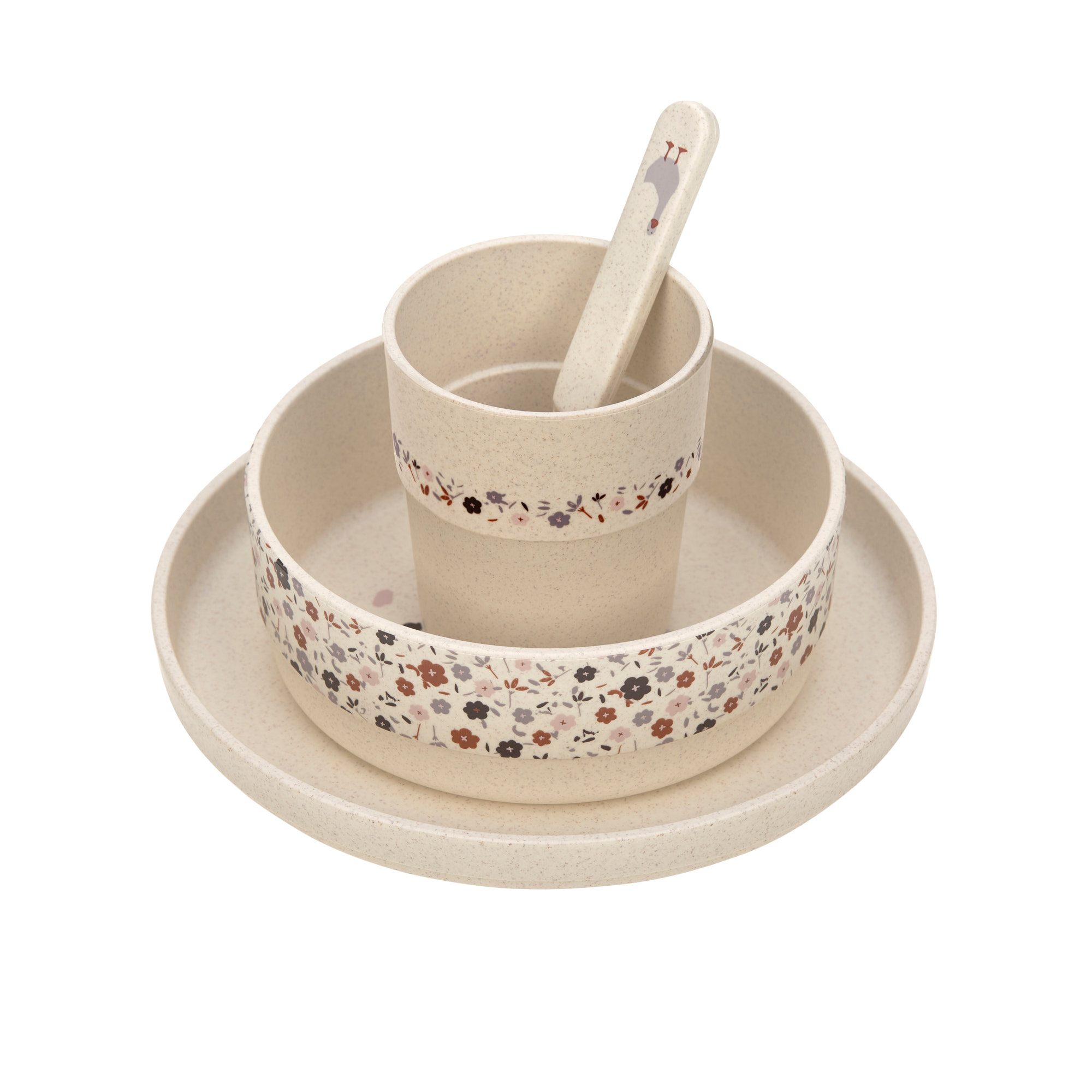 Kindergeschirr Set - Tiny Farmer, Schaf & Gans in Beige