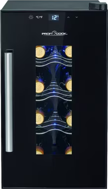 ProfiCook Weintemperierschrank ProfiCook PC-WK 1232 Weintemperierschrank für 8 Fla. Weinkühlschrank, für 8 Standardflaschen á 0,75l,Thermoelektrische Kühlung (kein Kompressor)