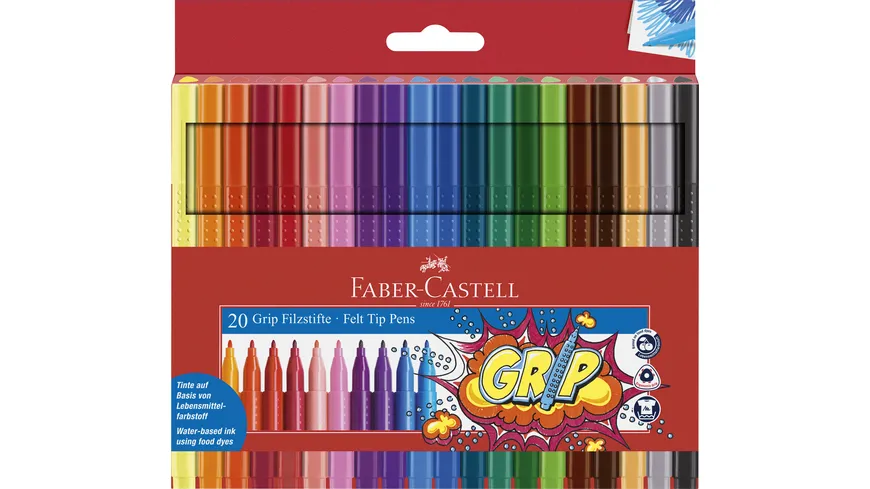 FABER-CASTELL Fasermaler Grip Colour Marker 20er-Etui