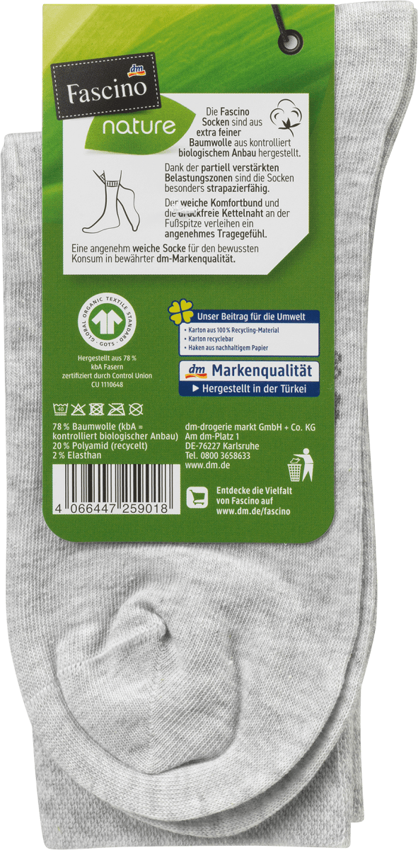 Socken mit Bio-Baumwolle, Gr. 39-42, grau, 1 St