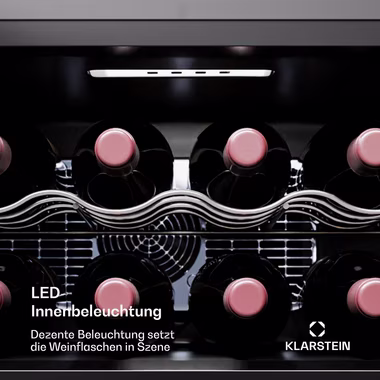 Klarstein Weinkühlschrank Shiraz 8 Uno, für 8 Standardflaschen á 0,75l,Wein Flaschenkühlschrank Weintemperierschrank Weinschrank Kühlschrank
