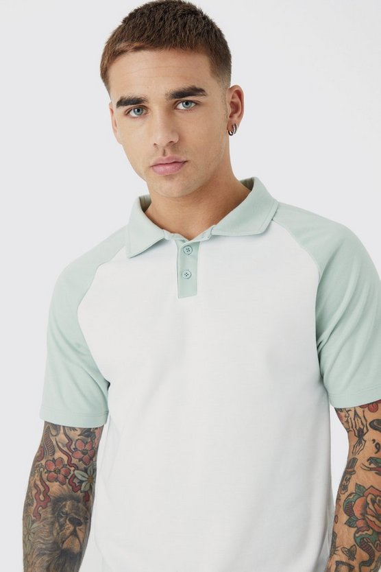 Slim-Fit Raglan Colorblock Poloshirt