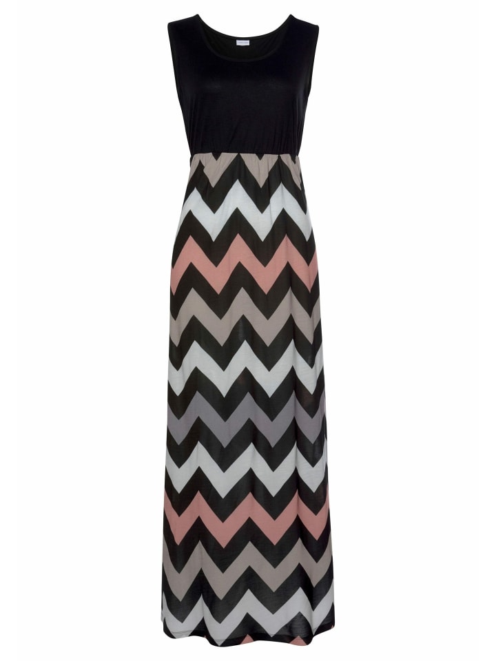 LASCANA Maxikleid in schwarz-rose-creme-taupe günstig kaufen