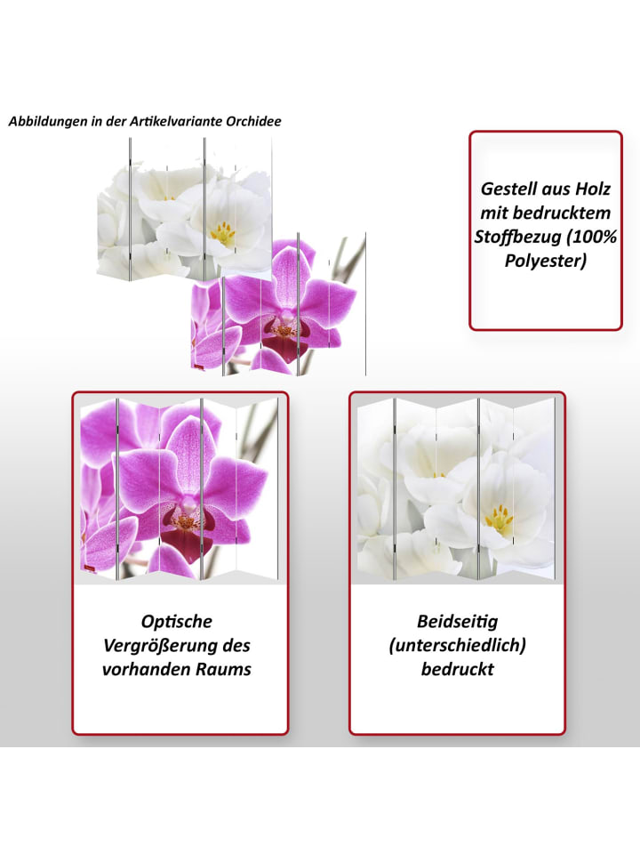 MCW Foto-Paravent Bagheria, 180x200cm, Orchidee günstig kaufen onesize