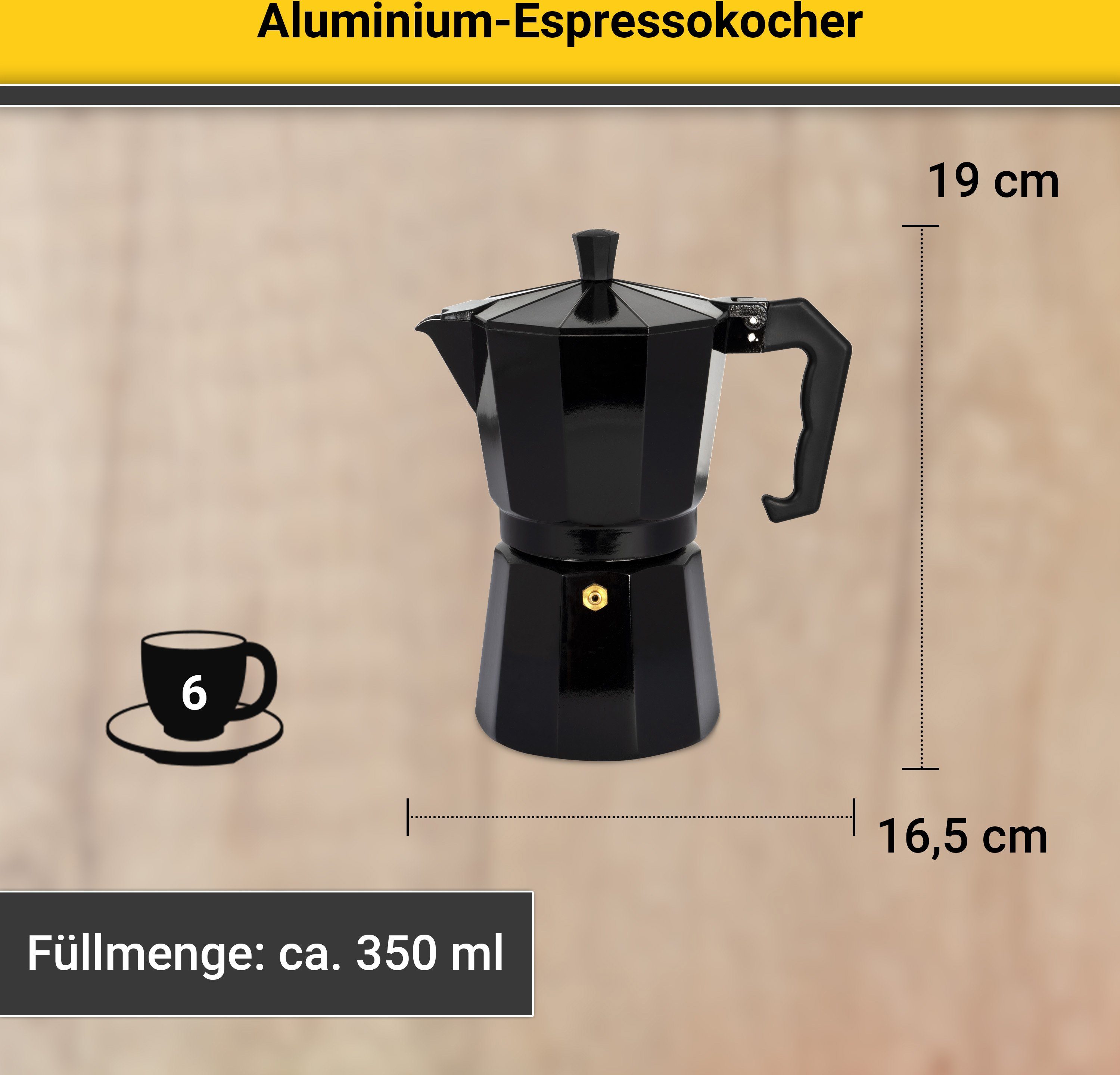 Krüger Espressokocher Italiano NERO, Aluminium