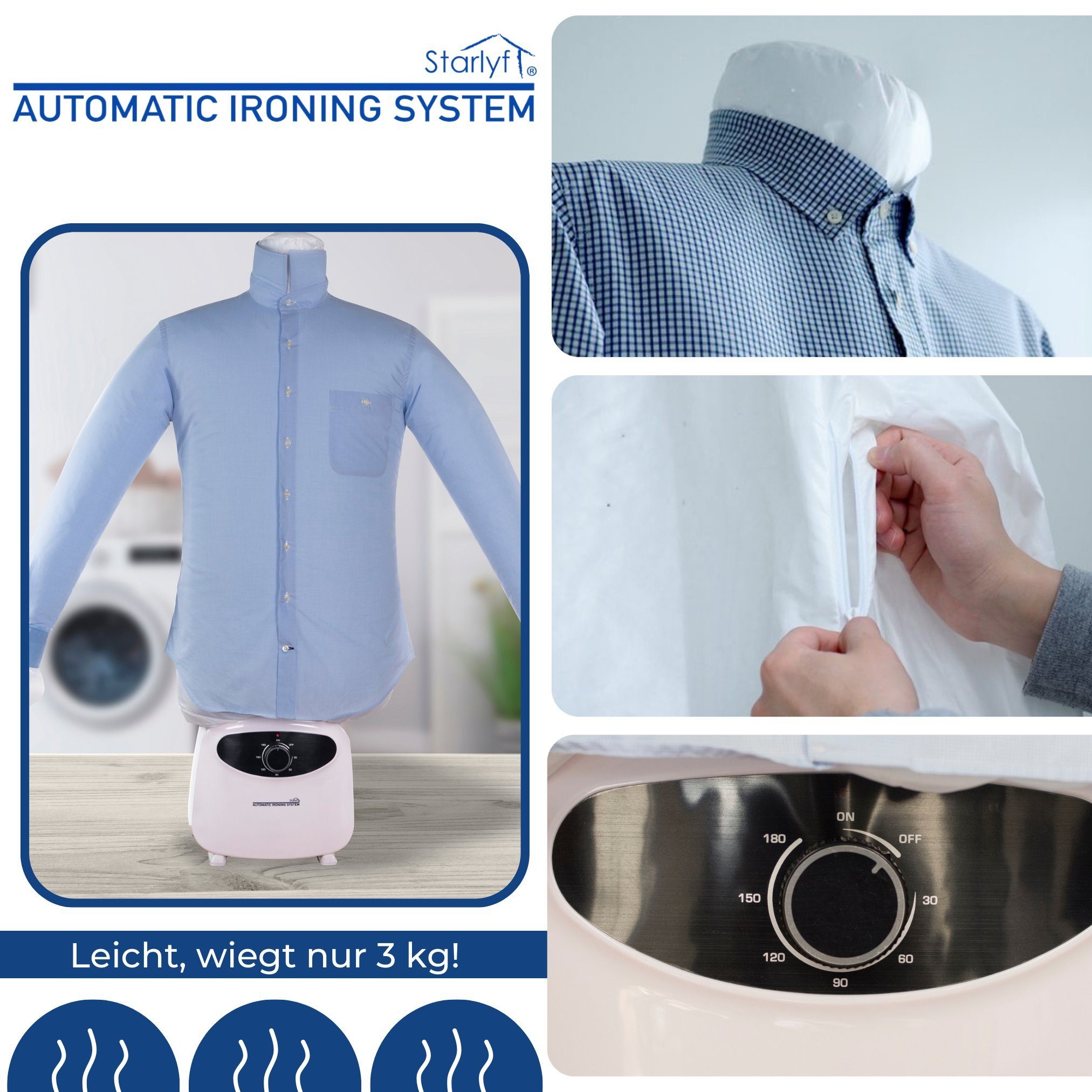 Starlyf Bügelsystem Automatic Ironing System, 1200,00 W, Automatisches Bügelsystem – Bügelroboter, trocknen und bügeln