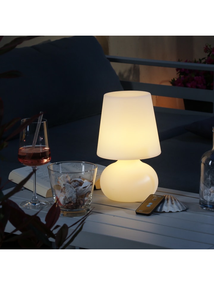 MARELIDA LED Garten Tischlampe dimmbar mit Fernbedienung aufladbar H: 26cm in weiß günstig kaufen onesize