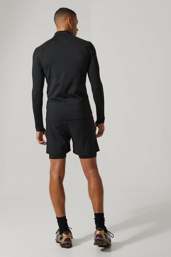 Muscle-Fit Man Active Raglan Muscle-Fit Oberteil mit 1/4 Reißverschluss