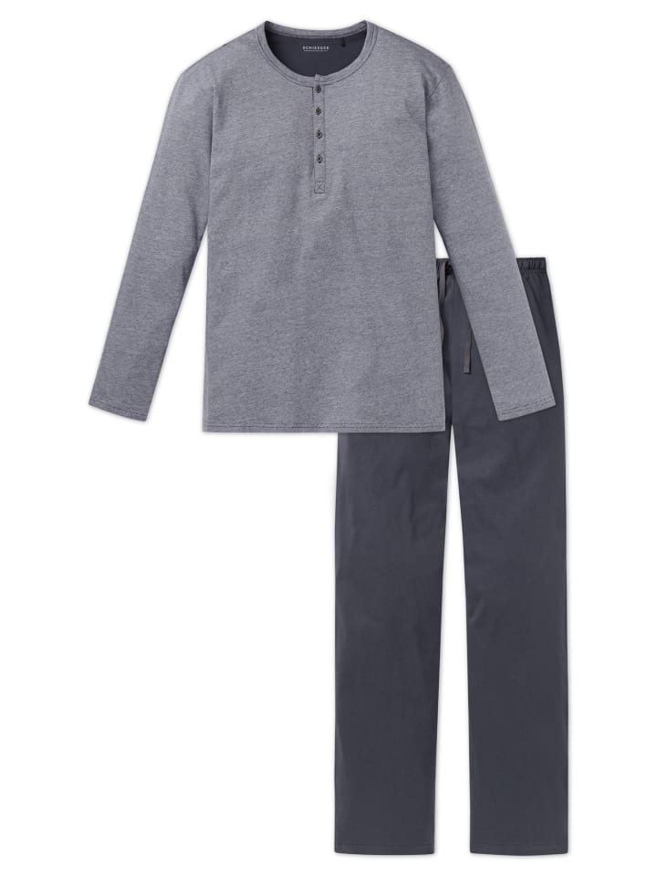 Schiesser Pyjama Ebony in Anthrazit günstig kaufen