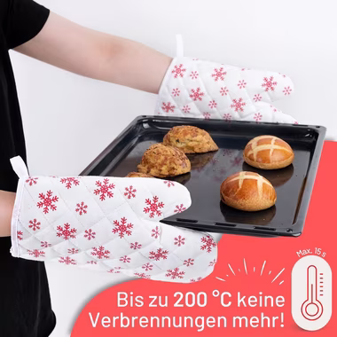 Parpalinam Topfhandschuhe Ofenhandschuhe 2er Set Weihnachten Hitzebeständig, Pures Baumwollgefühl, ohne Silikon