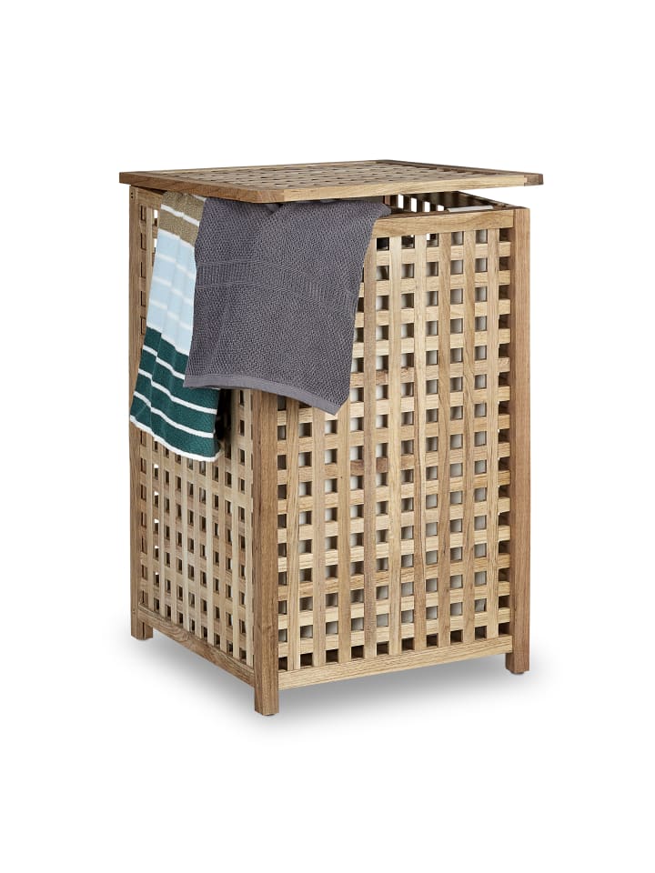 relaxdays Wäschesammler in Natur - (B)46 x (H)67,5 x (T)46 cm günstig kaufen onesize