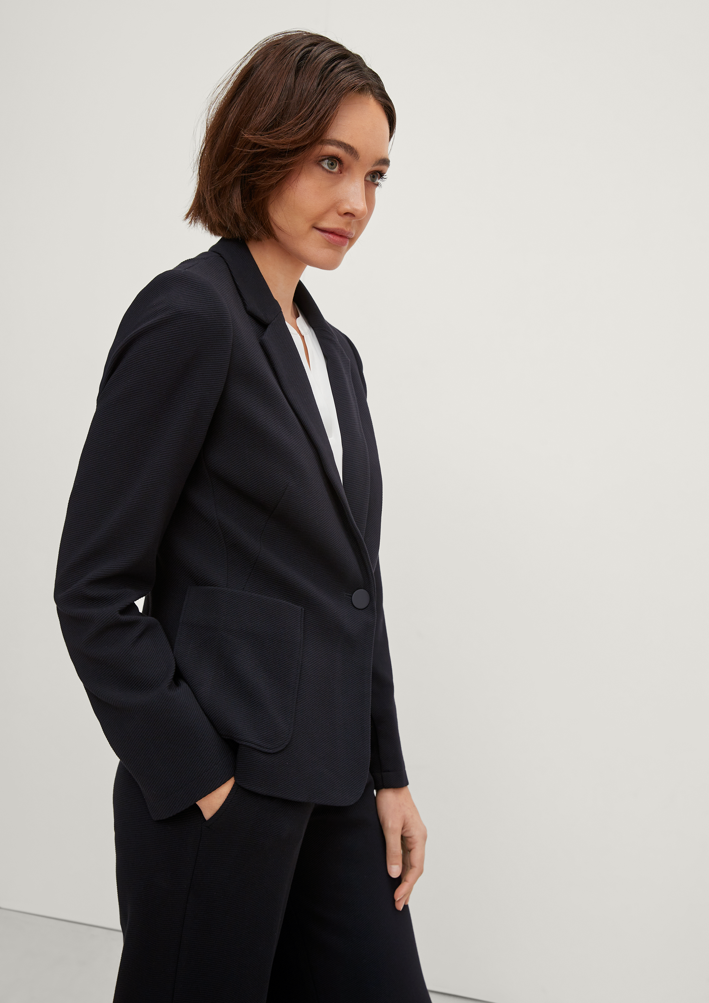Jacke mit Webstruktur - schwarz