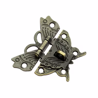 HMF Möbelbeschlag 6495 Vintage Deko Verschluss, Schmetterling aus Metall mit Schlossöse, 50 x 45 mm, Bronze