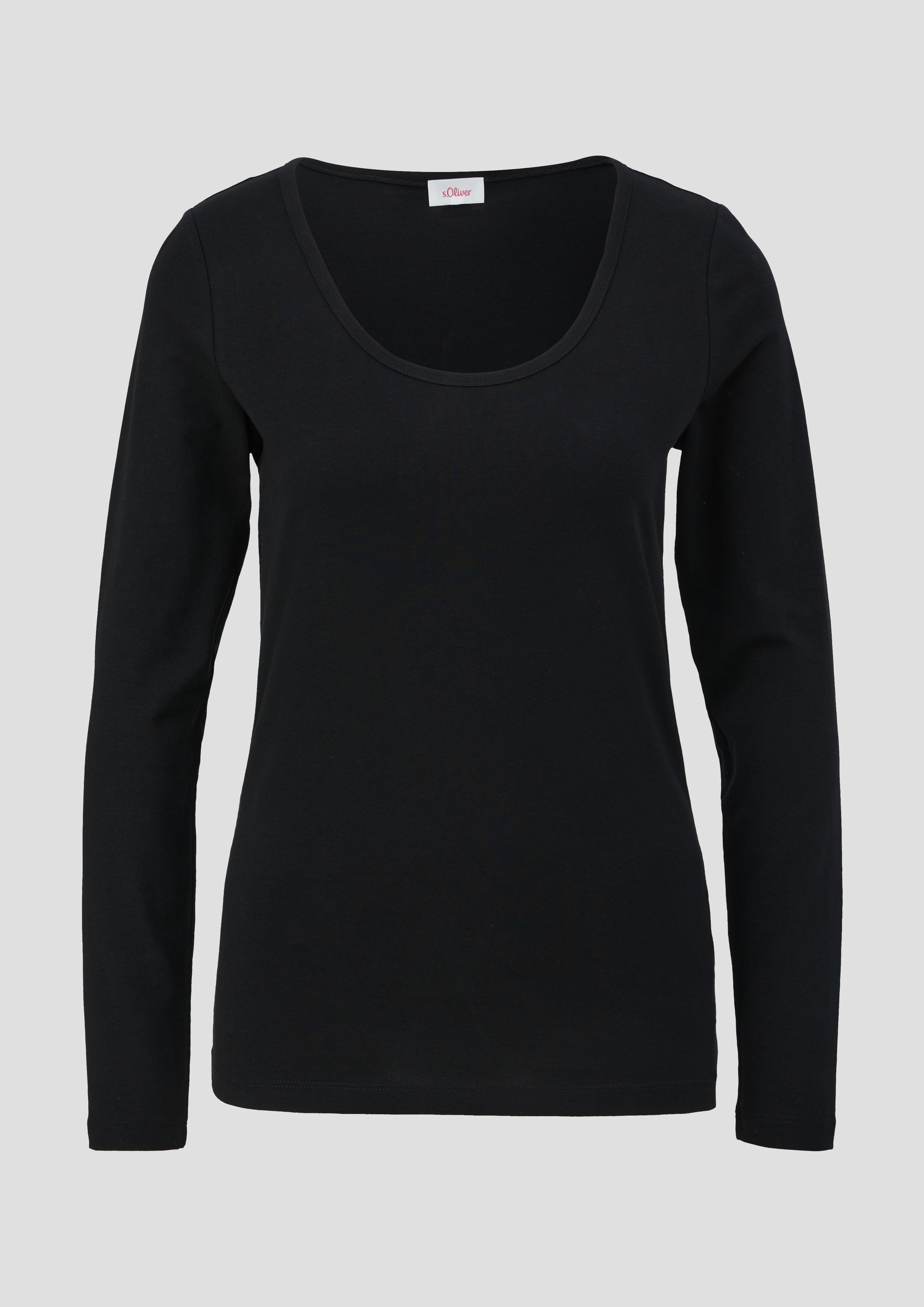 Langarmshirt mit tiefem Rundhalsausschnitt  2141909-9999