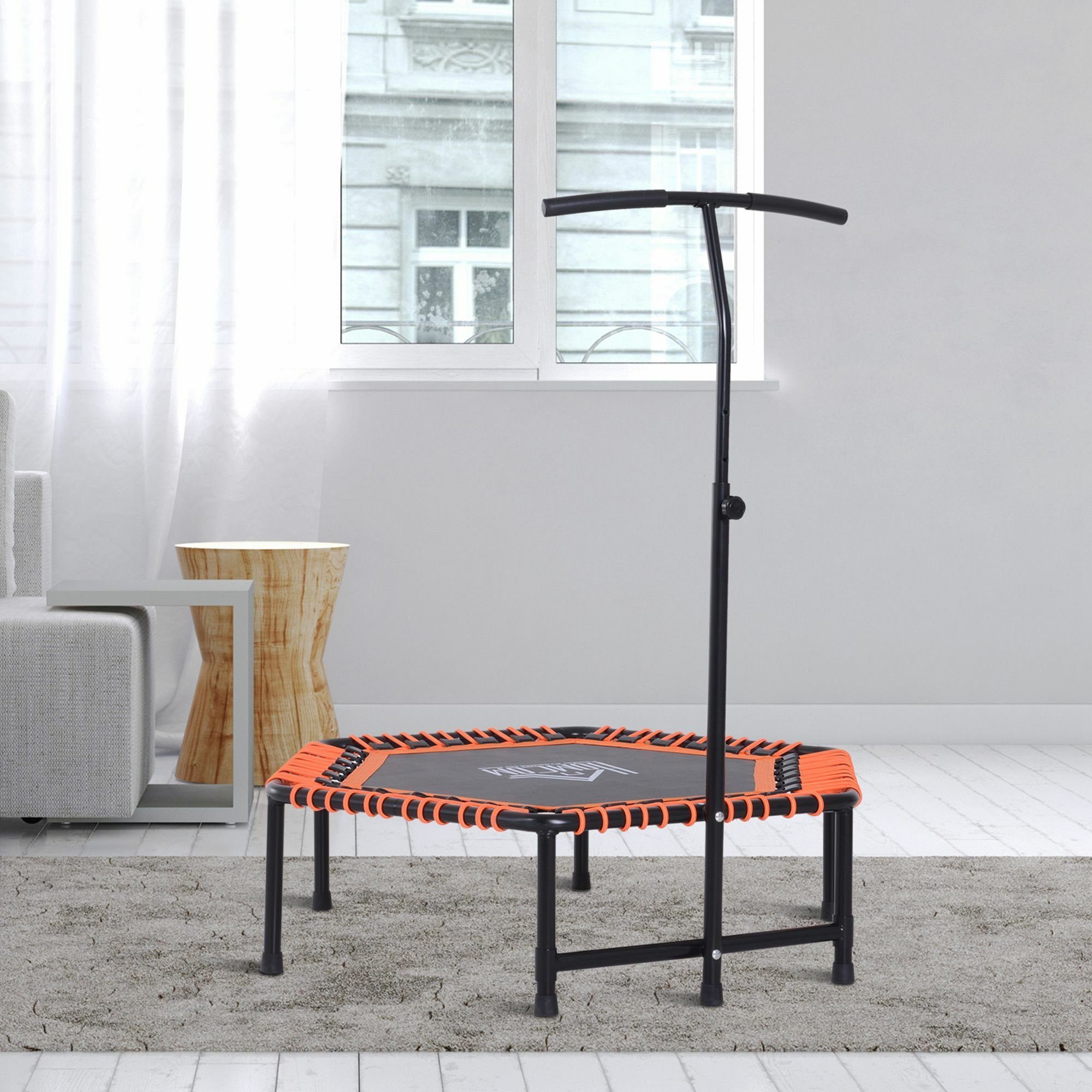HOMCOM Fitnesstrampolin Fitness-Trampolin mit Haltegriff