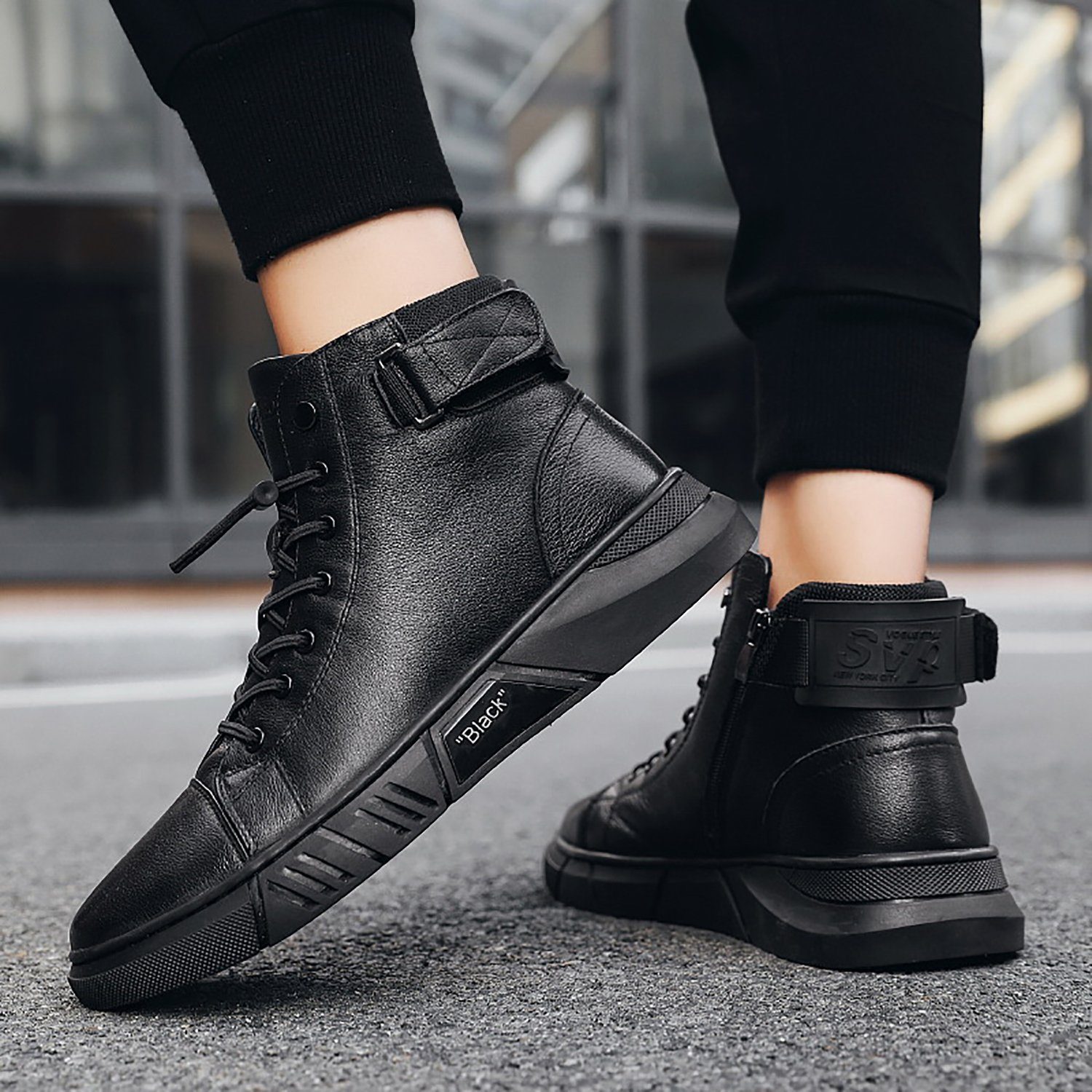 Daisred Schnürstiefel Herren Warm Gefüttert Winterboots chukkastiefel Stiefel