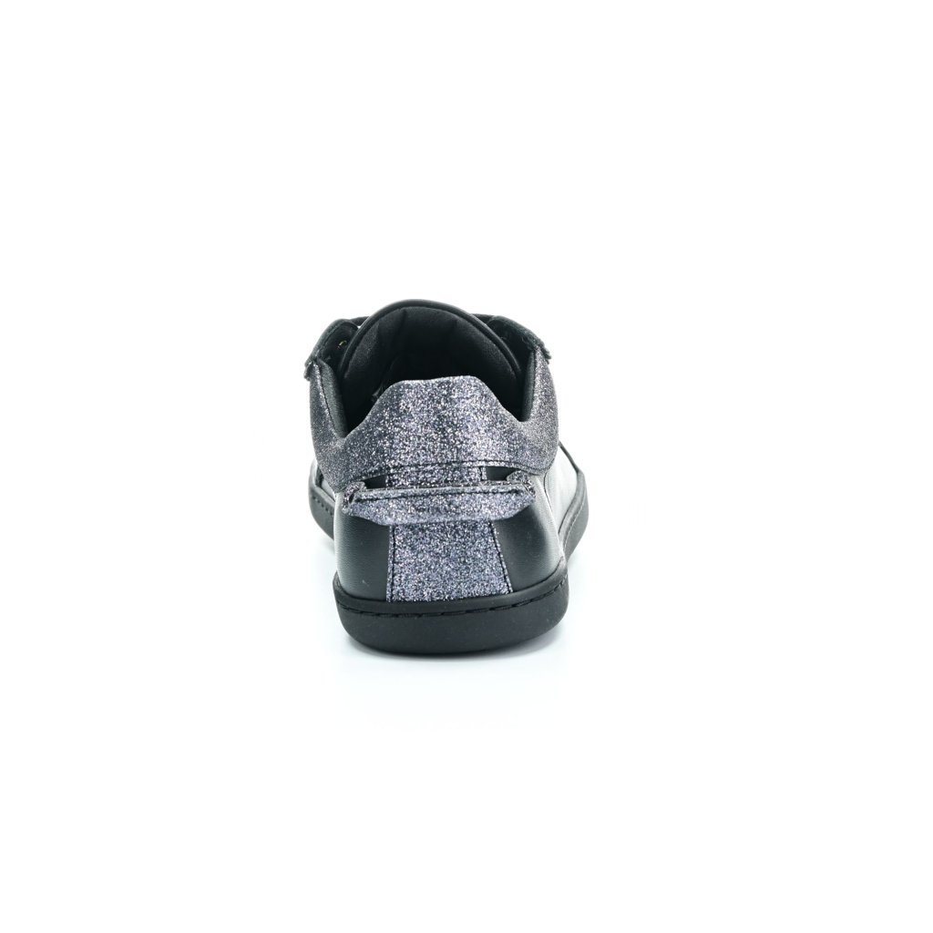 Shapen Feelin Chic Black Glitter Leather Barfuß-Halbschuhe