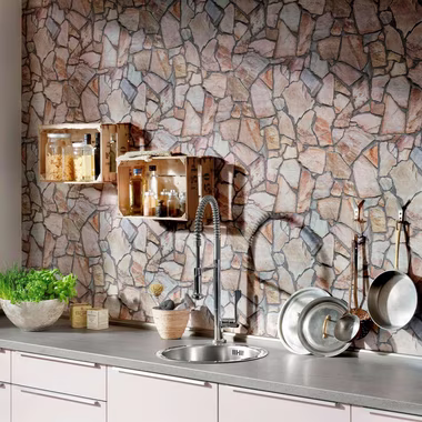 living walls Vliestapete Best of Wood`n Stone 2nd Edition, Steinoptik, Steintapete leicht strukturiert matt Backstein