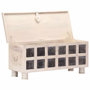 vidaXL Aufbewahrungsbox Aufbewahrungstruhe Weiß 110 x 40 x 45 cm Massivholz Akazie