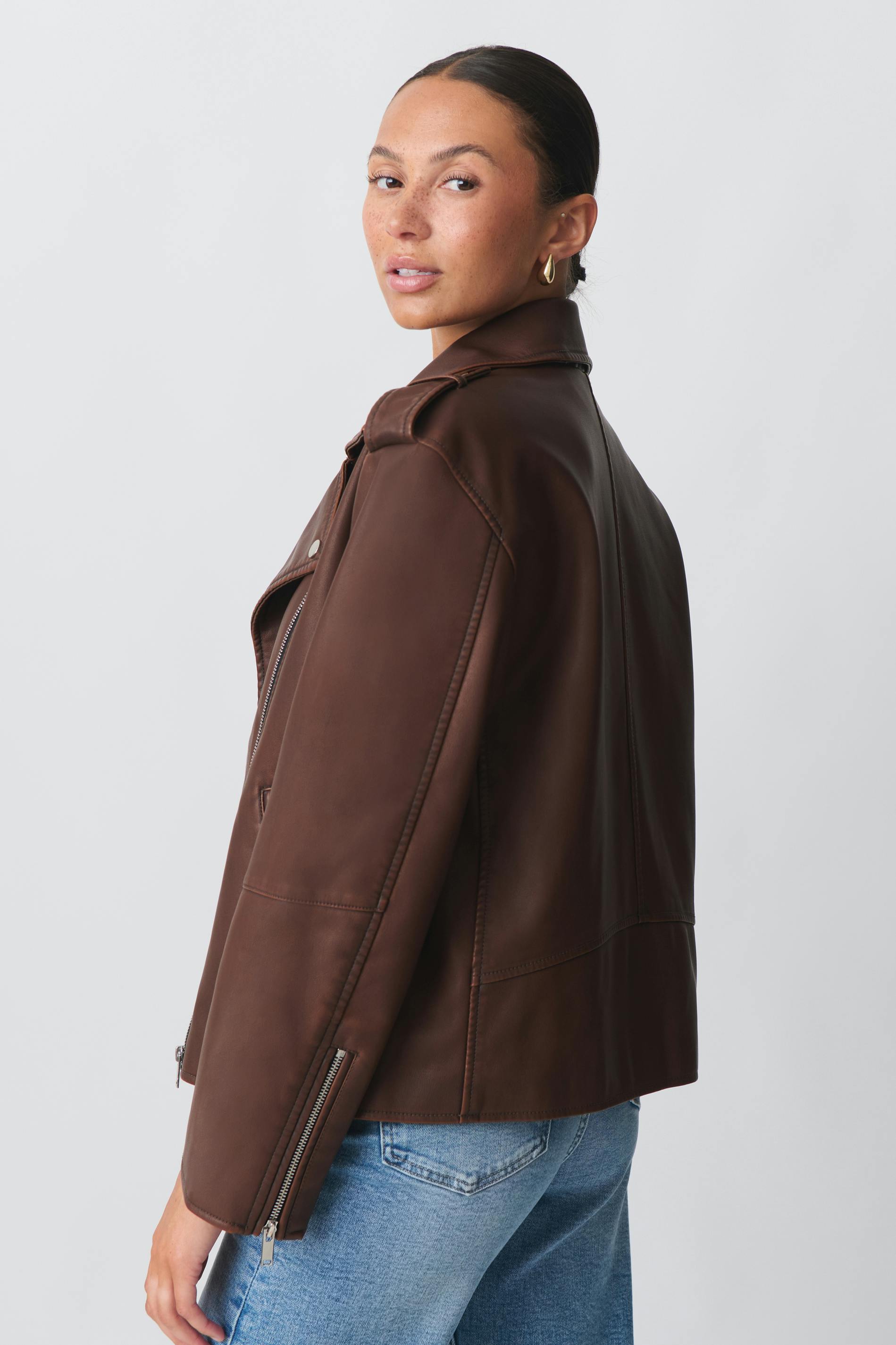Oversized pu biker jacket