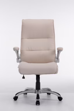 TPFLiving Bürostuhl Vila mit bequemer ergonomisch geformter Rückenlehne (Schreibtischstuhl, Drehstuhl, Chefsessel, Bürostuhl XXL), Gestell: Kunststoff silber - Sitzfläche: Stoff creme