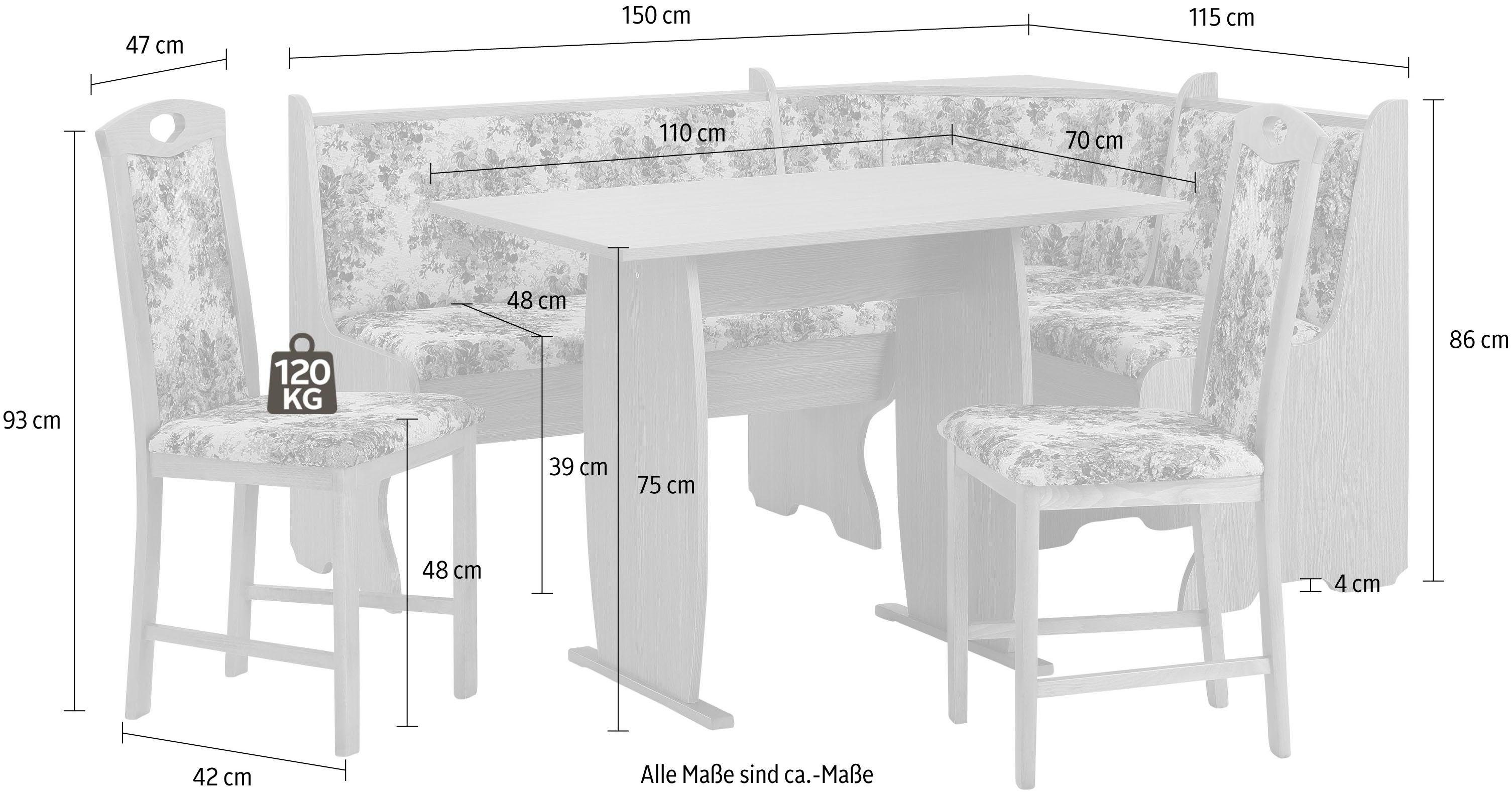 Home affaire Eckbankgruppe Minden 2, (Set, 4-tlg), im rustikalen Landhausstil