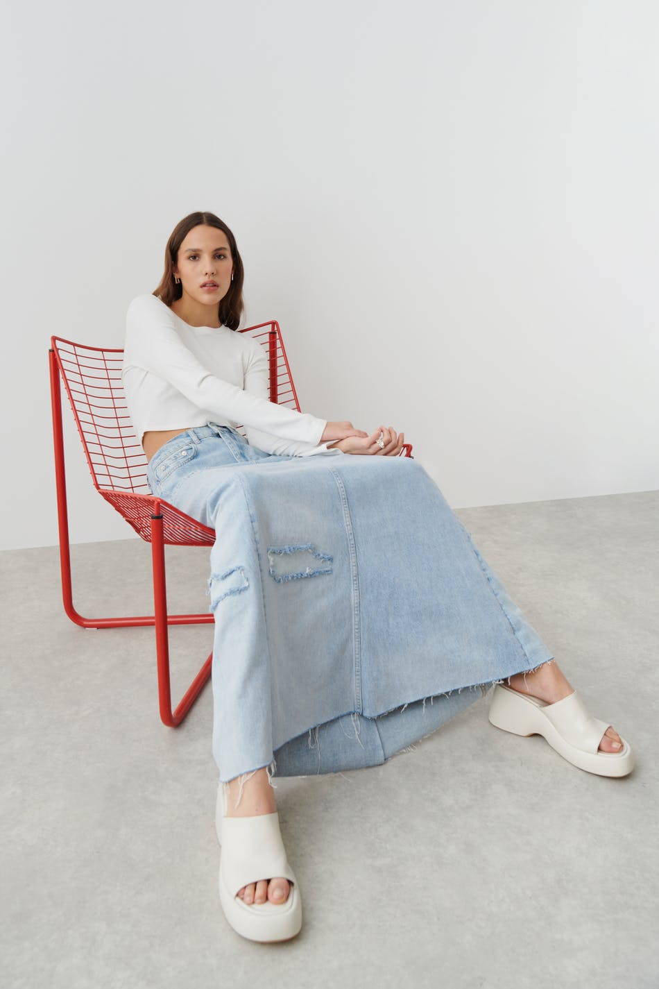 Remade denim skirt