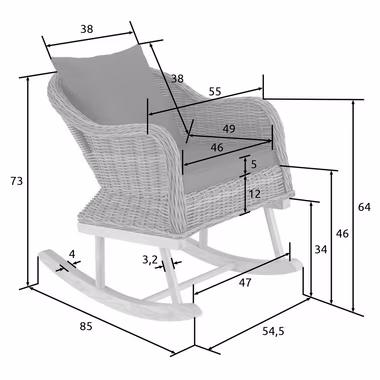 tectake Schaukelstuhl Rovigo (1er, 1 St), Pflegeleicht