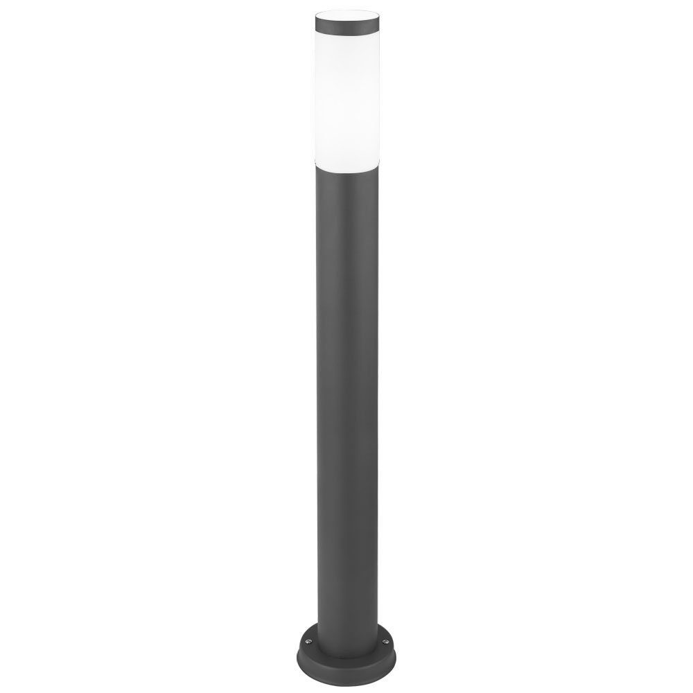 etc-shop Pollerleuchte, Leuchtmittel nicht inklusive, Außen Stehleuchte Edelstahl Säule anthrazit opal Garten