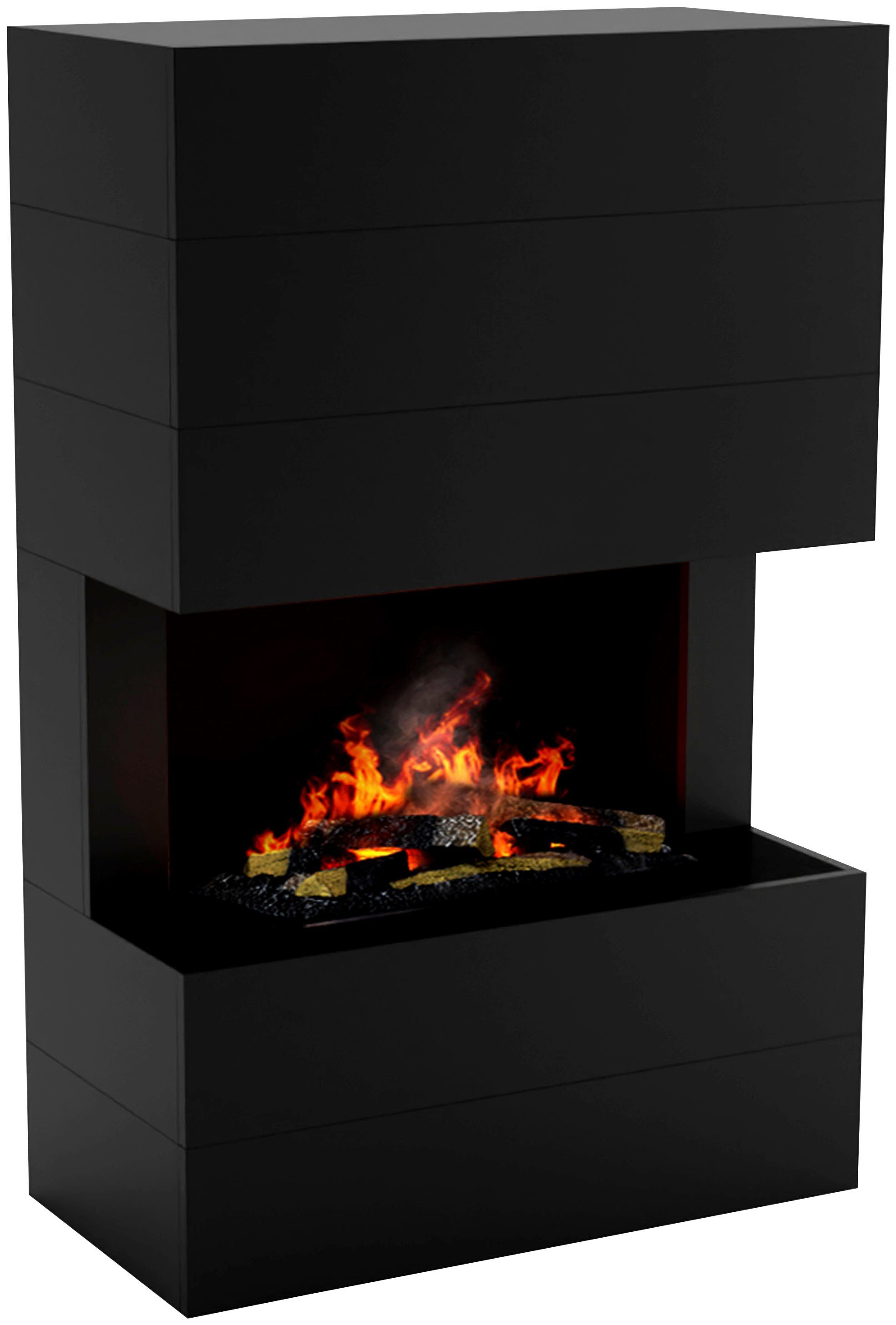 GLOW FIRE Elektrokamin Tucholsky 3 sided, Wasserdampfkamin mit 3D Feuer mit integriertem Knistereffekt