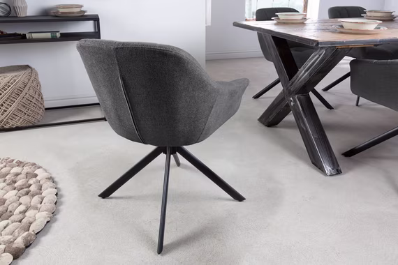 riess-ambiente Polsterstuhl PAPILLON anthrazit / schwarz (Einzelartikel, 1 St), Esszimmer · Stoff · Metall · Armlehne · drehbar · Modern Design