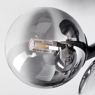 hofstein Deckenleuchte Isorella moderne Deckenlampe aus Metall/Glas in Schwarz/Rauchfarben, ohne Leuchtmittel, Leuchte im modernen Design mit Schirmen aus Rauchglas, 3xG9