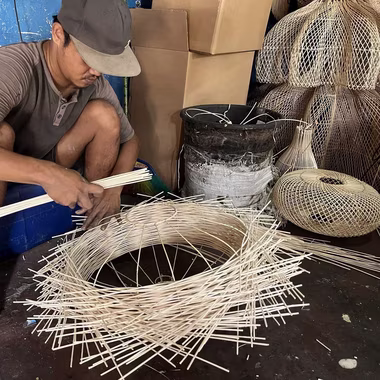 Casa Moro Deckenleuchten Rattan Lampe MIA Korbgeflecht Wohnzimmer Esszimmer Pendelleuchte Boho, ohne Leuchtmittel, Handgefertigte Designer Hängeleuchte, natur Beige