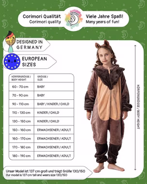 Corimori Jumpsuit Flauschiges Wildschwein-Kostüm für Kinder (2-tlg) mit Haarreif, Karneval, Fasching, Onesie, Mädchen, Jungen, Waldtiere