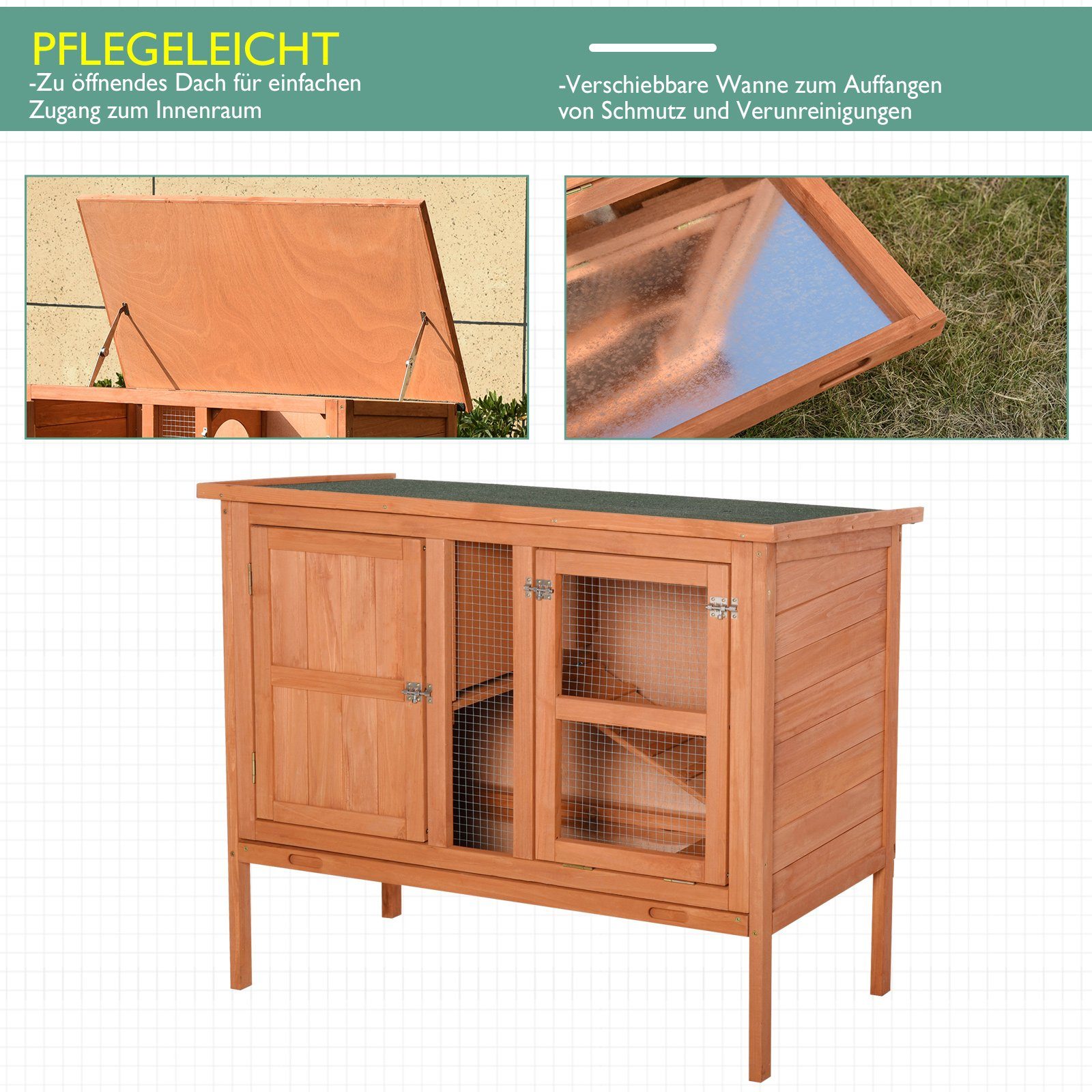 PawHut Kleintierstall Kaninchenstall mit Nistkasten