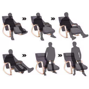SONGMICS Relaxsessel Schaukelstuhl, 5-Fach Verstellbarer Schwingsessel